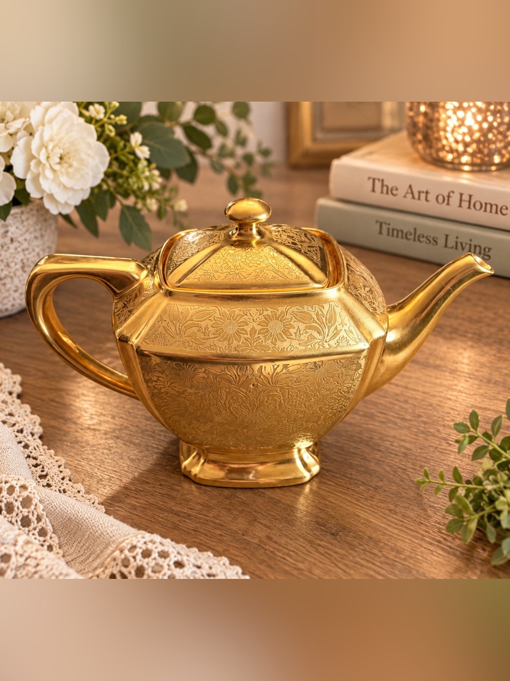 ANTIQUE ARZBERG BAVARIA 1253 RARE COLLECTION TEAPOT GOLD FLORAL c.1915-1927